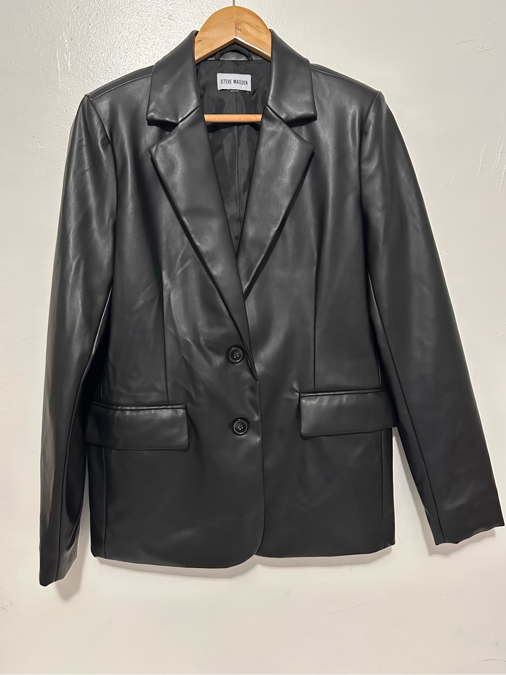 Steve Madden Black Faux Leather Blazer